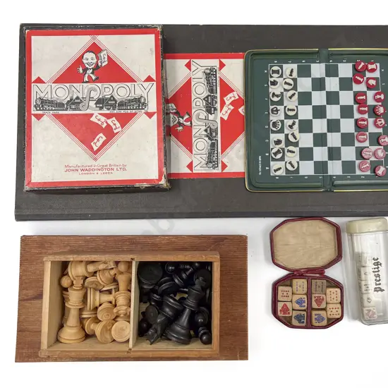 Vintage Monopoly Set Chess Set & Dice