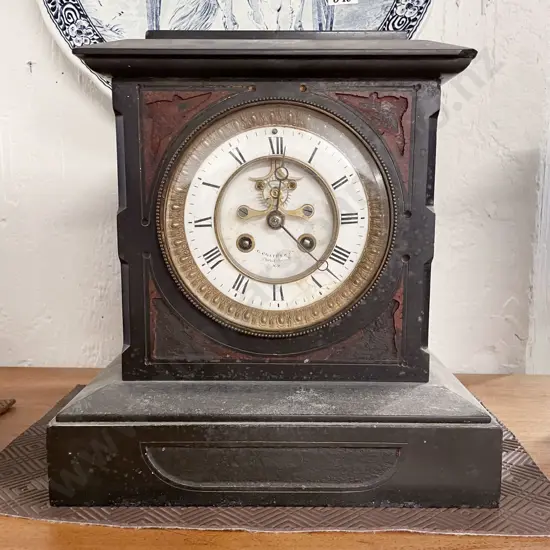 Victorian Slate Mantle Clock for G Coates & Co Christchurch NZ
