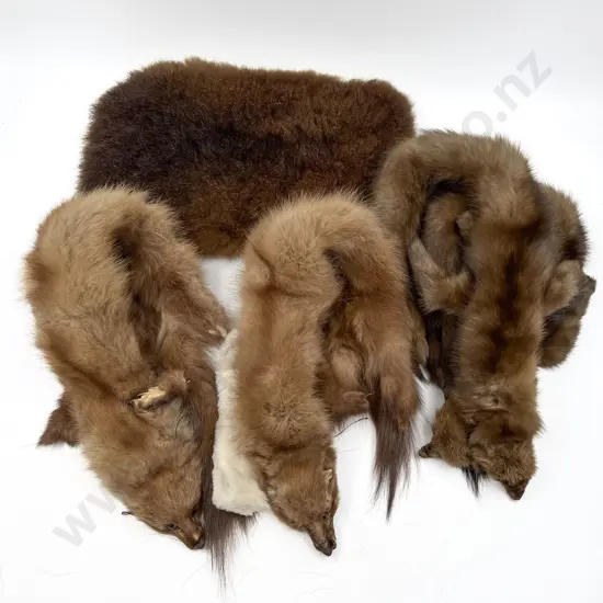 Three Vintage Fur Shoulder Pieces & Possum Hottie Cover