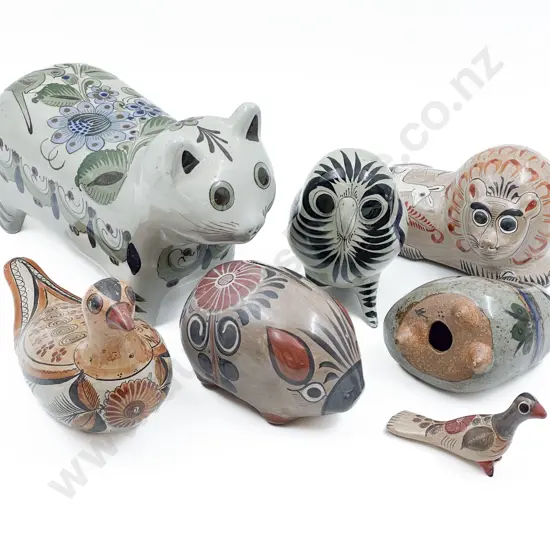 Collection Mexican Painted Pottery Animal Figures
