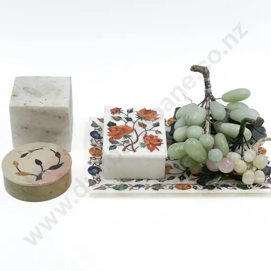 Agra Inlay Dish Two boxes with Agate Grapes & Marble Cube