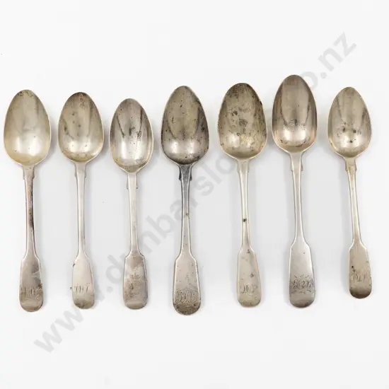 7 Various S/S Fiddle Pattern Teaspoons