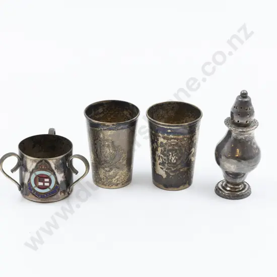 Small Pair Vict S/S Gilt Beakers