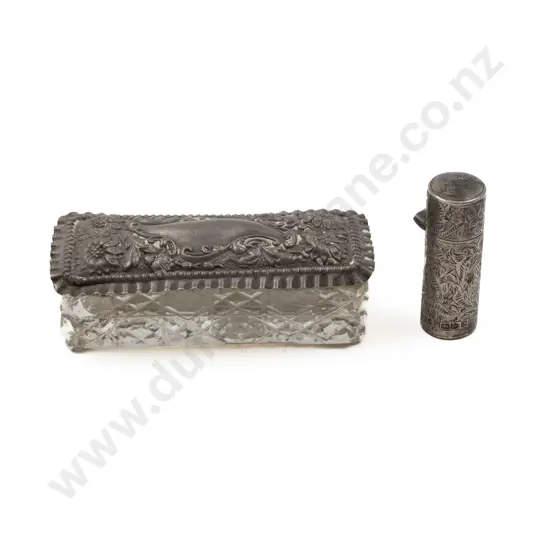 S/S Lidded Rectangular Glass Dressing Table Box