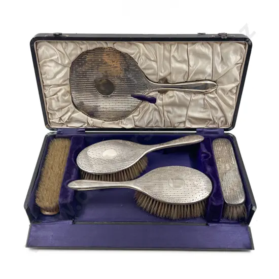 Cased S/S 5 Piece Dressing Table Set