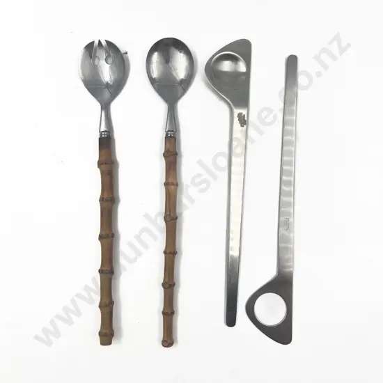 Mid Century Danish Design Stainless Steel Salad Servers & Other Pair