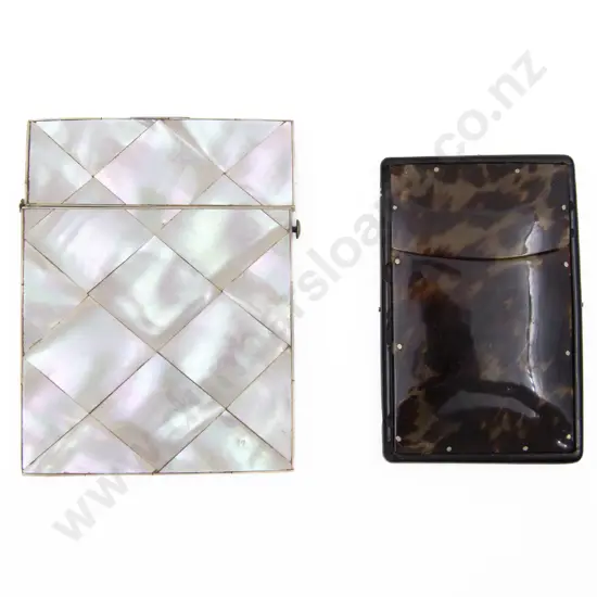 Victorian MOP Calling Card Case and Tortoise Shell Card Slide