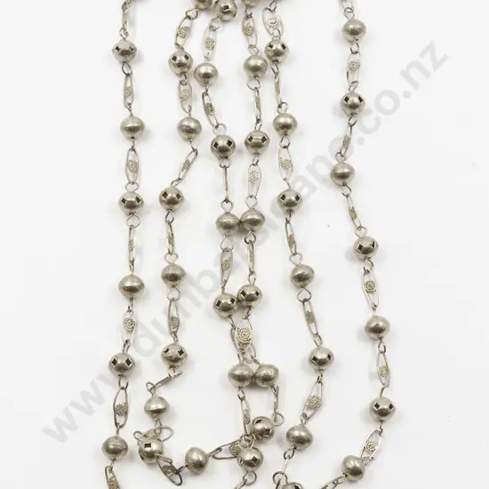 Modern Design Silver Plate Muff Length Necklace