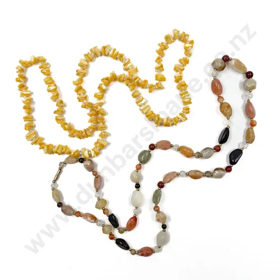 Single Strand Polished Gem Stone Bead Necklace