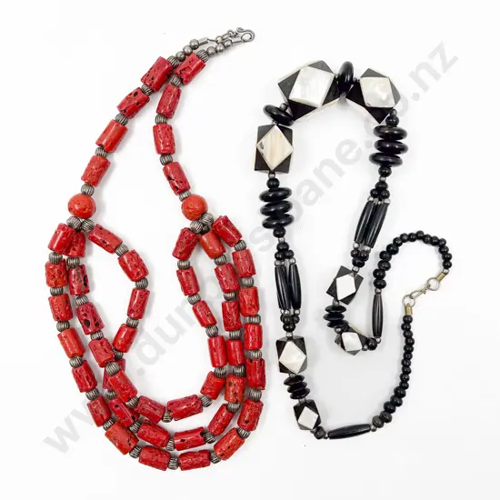 Bamboo Coral Necklace & Ebony & MOP Necklace