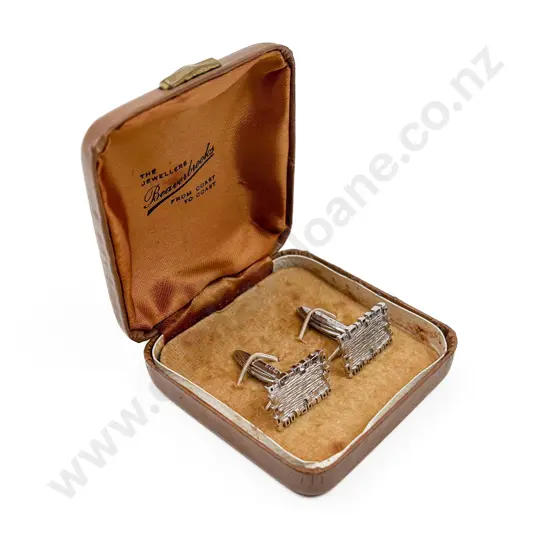 Pair QEII Modern Design S/S Cuff Links