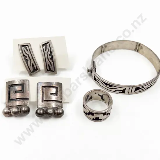 .925 Mexican Silver Bracelet with Matching Earrings