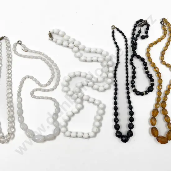Six Vintage Glass Bead Necklaces