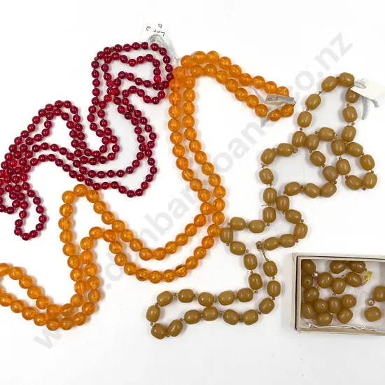 Three Early C20th Long Length Bead Necklaces