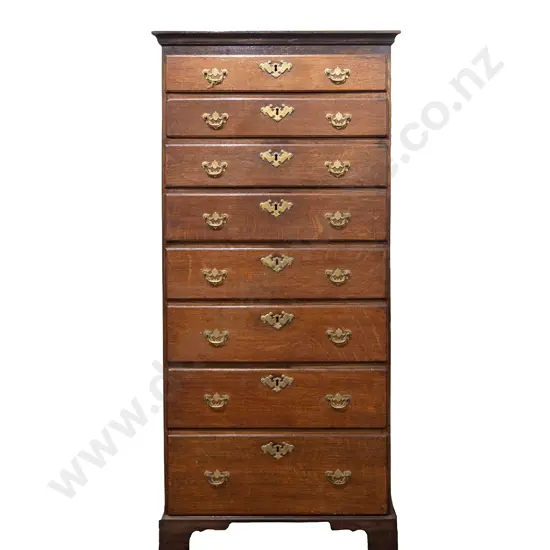 Late Geo III Oak Eight Drawer Tallboy