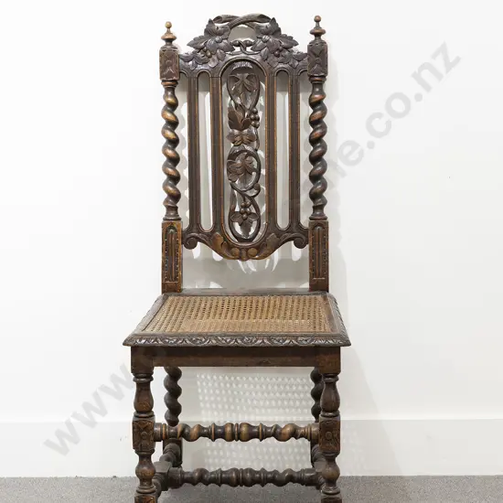 Edwardian Oak Barley Twist Side Chair