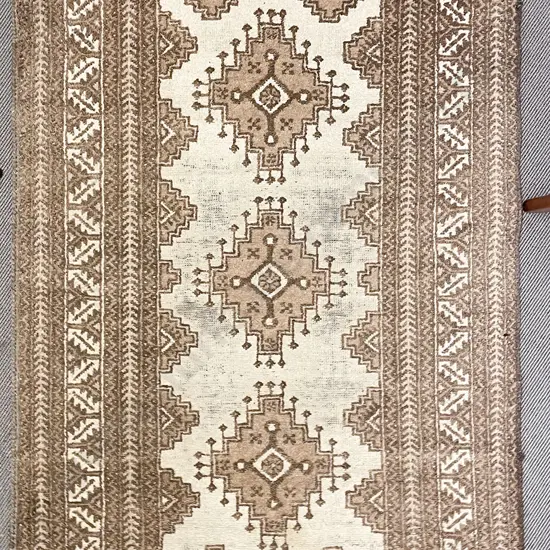 Vintage Faded Triple Medallion Persian Rug
