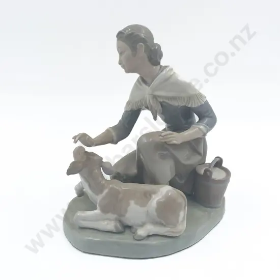 Lladro Group Figure of Woman and Calf