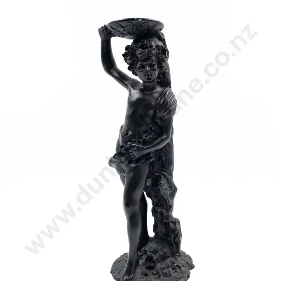 Slate Cherub Form Candle Holder