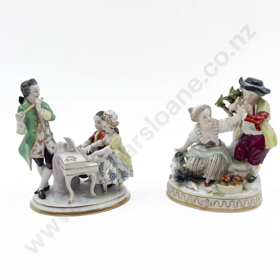 Two Small Fancy China Figure Groups