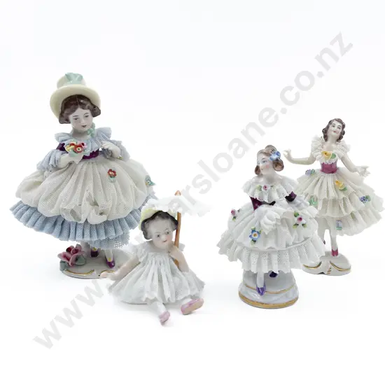 Four Dresden Fancy China Figures