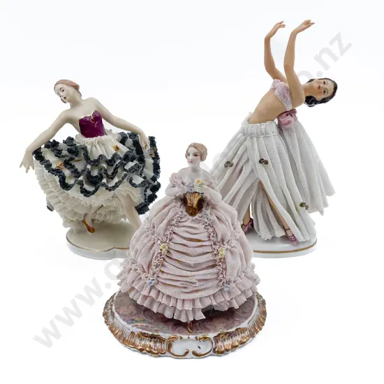 Two Dresden Figures and Other Figure