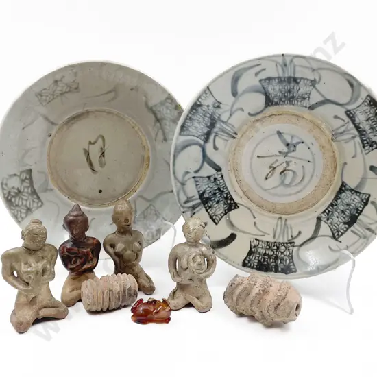 Pair of Provincial Ming Plates with Assorted including Fertility Figures