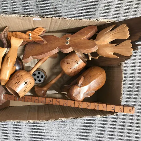 Box of Assorted Decorative Wood Ware