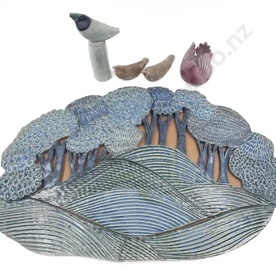 Large Pottery Wall Hanging together with Assorted Pottery Animal Ornaments