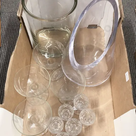Four Hollow Stemmed Champagne Glasses and Assorted