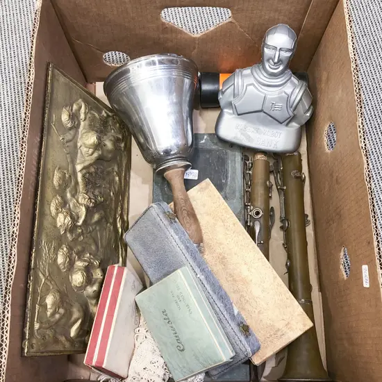 Brass Wall Plaque and Assorted Vintage