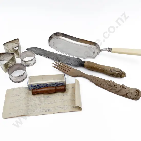 Quantity of Assorted Vintage including Bone Handled Crumb Tray