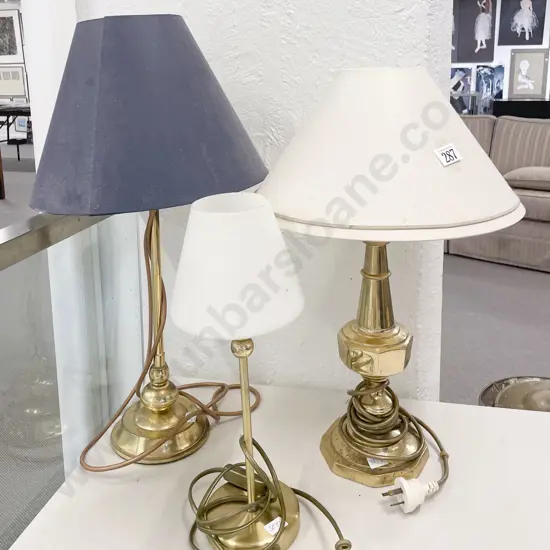 Three Assorted Brass Table Lamps