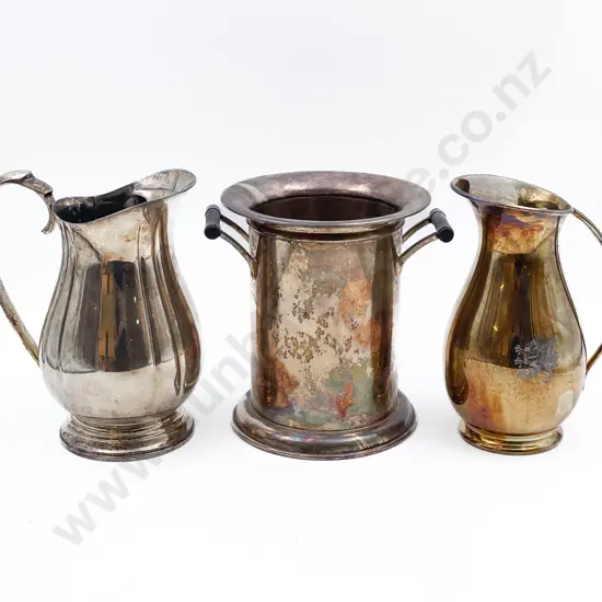 Plated Wine Bucket and Two Jugs