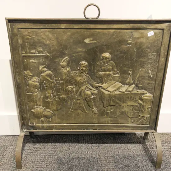 Embossed Brass Firescreen