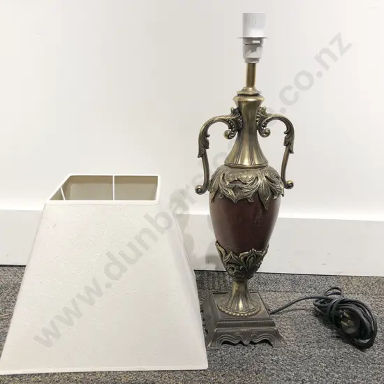 Gilt Metal Turned Wood Table Lamp