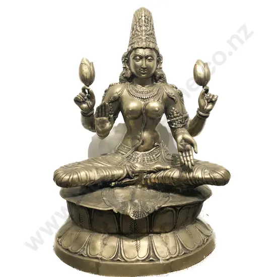 Large Brass Lakshmi Deity Figure