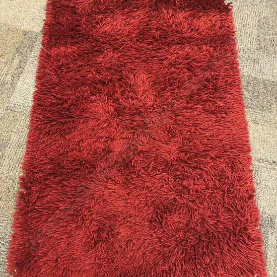Modern Red Shag Pile Rug