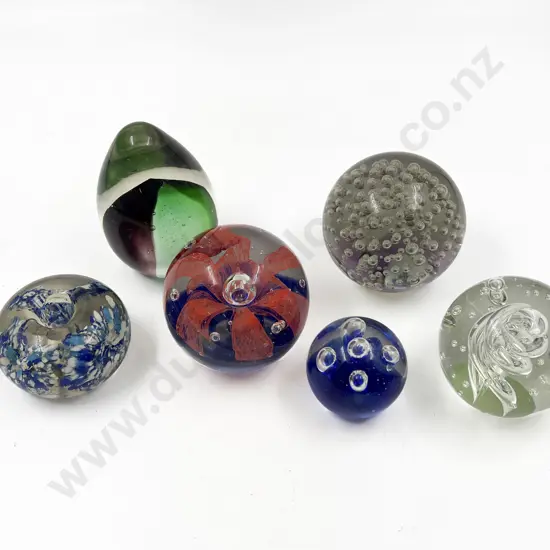 Six Assorted Art Glass Paperweights