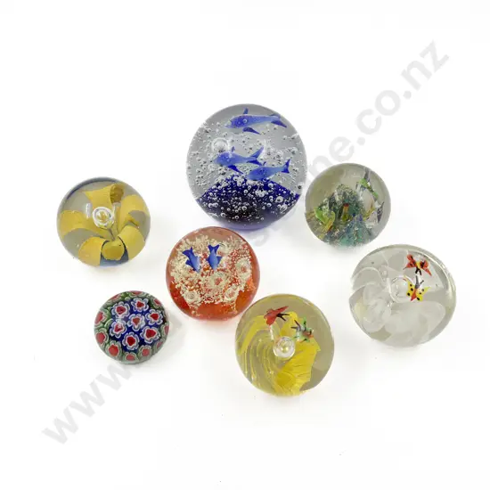 Seven Assorted Art Glass Paperweights