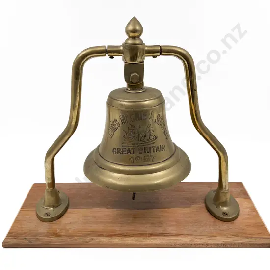 Large Brass Bell on Wooden Stand