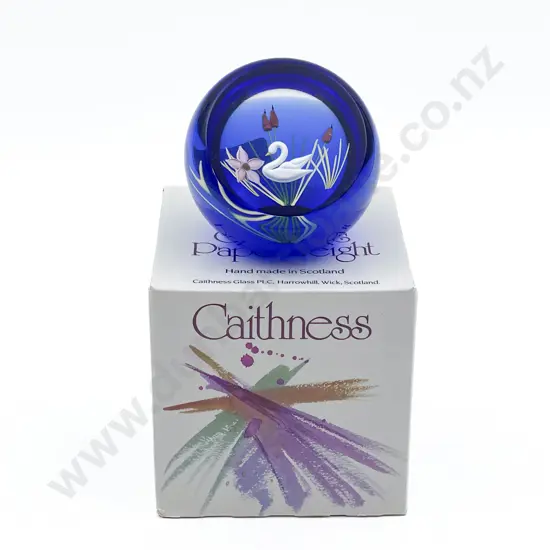 Boxed Caithness Art Glass Paperweight " Swan Lake"