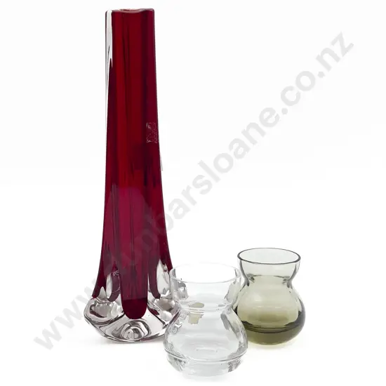 Art Glass Vase and Two Pieces of Whitefriars