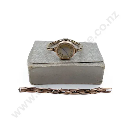 9ct Gold Ladies Wristwatch with Associated Strap