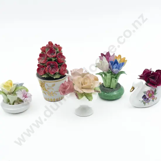 Five Assorted Ceramic Flower Ornaments