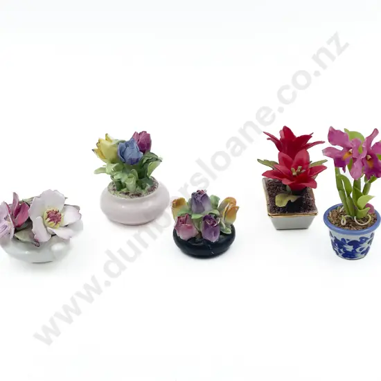 Five Assorted Ceramic Flower Ornaments