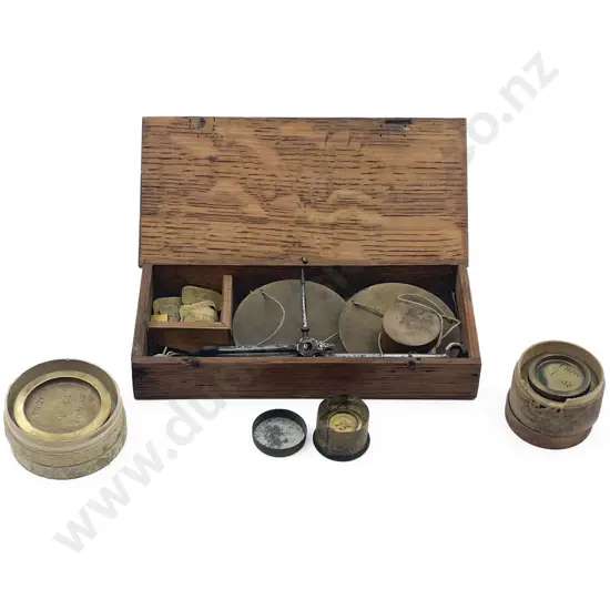 Small Balance Scale and Assorted Weights in Case