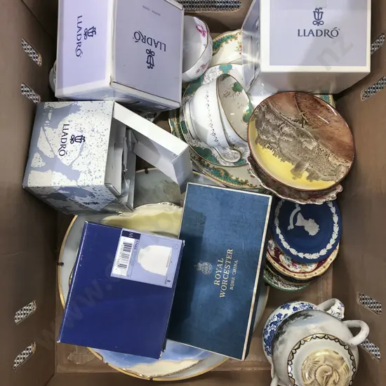Box of Assorted Fancy China and Ornaments etc