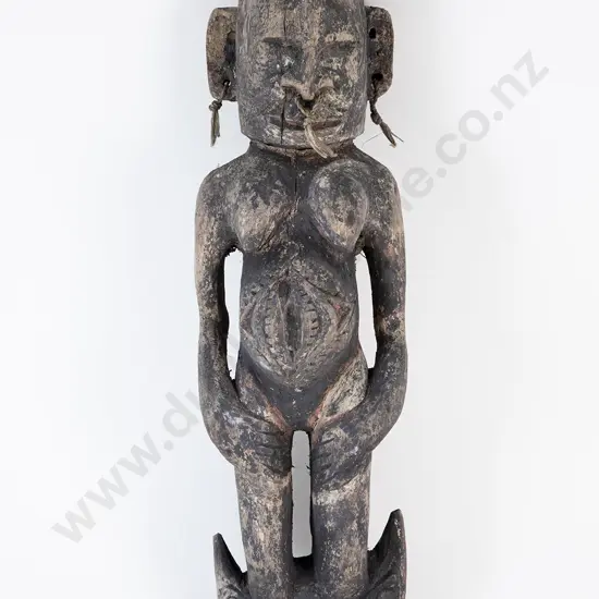 A Papua New Guinea Carved Female Wall Hook Figure