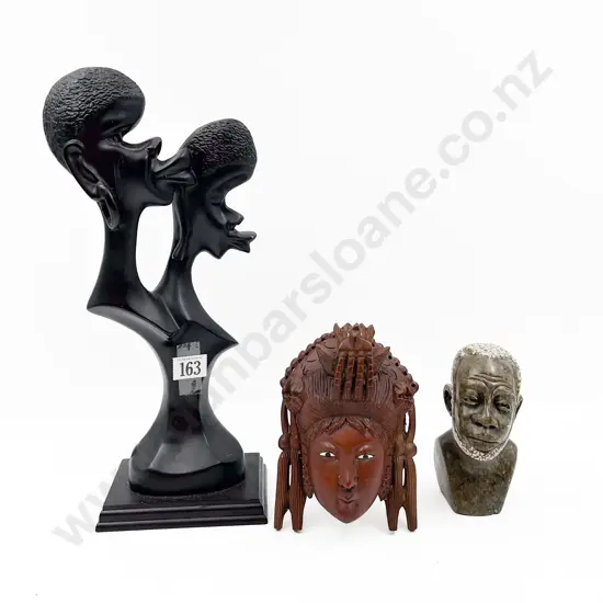 Mid-Century Style African Bust with Two Others
